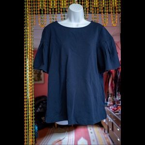 Ava & Viv blue top with peplum sleeves